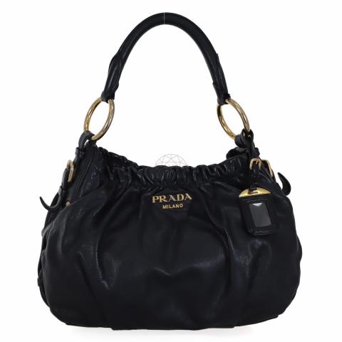 Prada leather best sale hobo shoulder bag